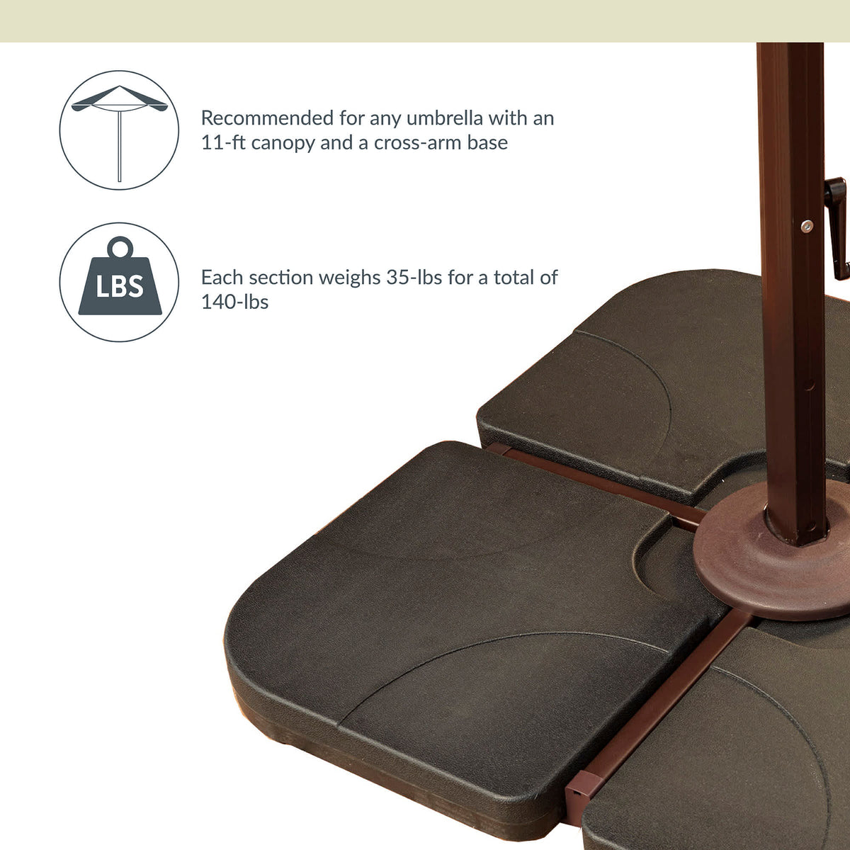 Island Umbrella 35-lb Base Weights - for 11-ft cross-arm umbrellas; four 35-lb sections, 140 lb total