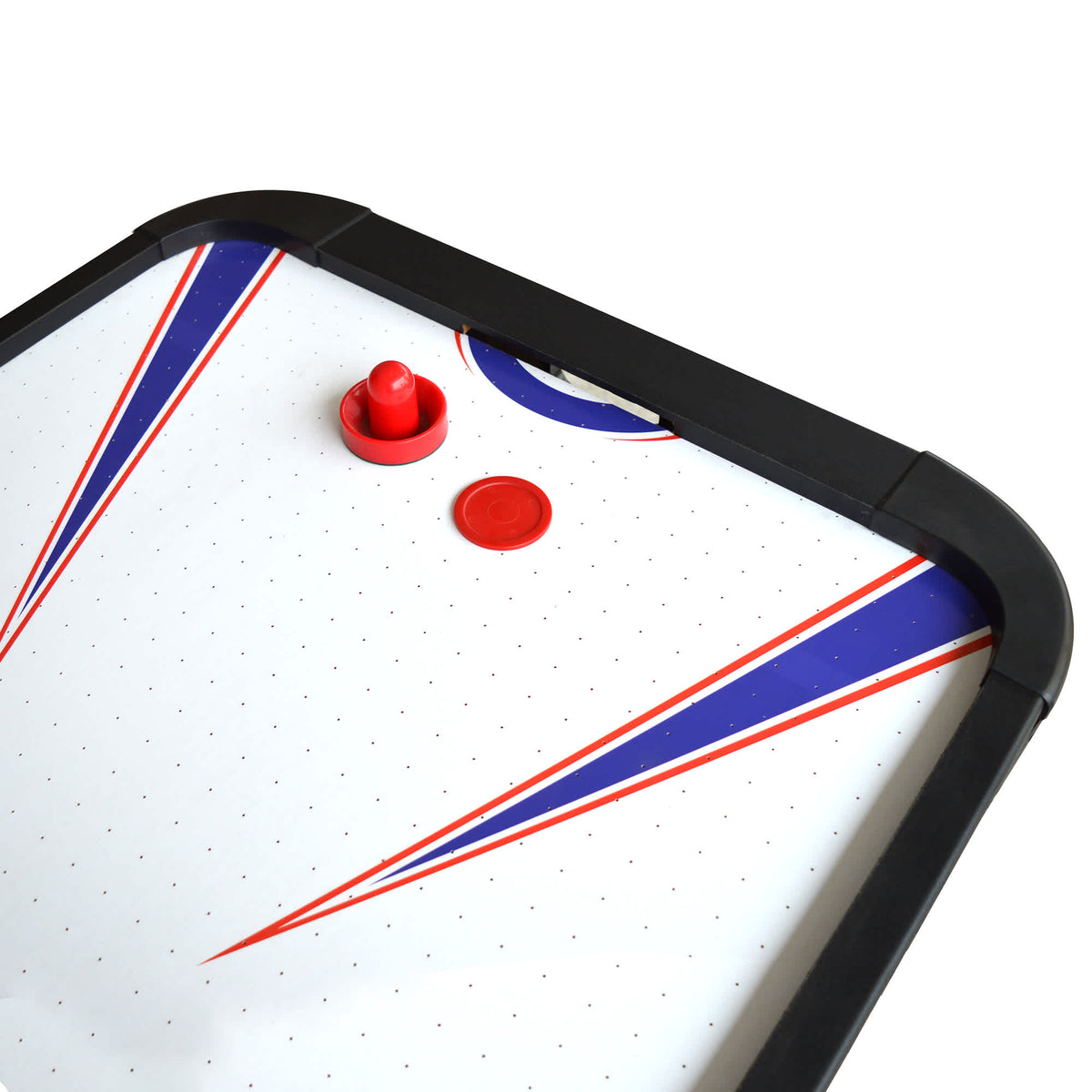 Hathaway Patriot Air Hockey Table - corner of the playfield with a red striker and puck