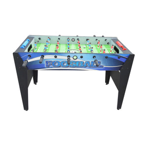 Hathaway Allure Foosball Table - full table on white showing the blue cabinet and eight rods