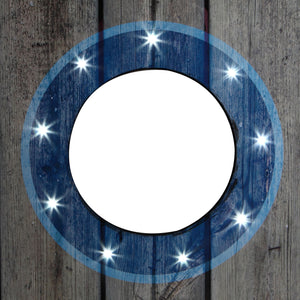 Hathaway Atlantic LED Cornhole Set - ring of LEDs lit around the target hole in daylight
