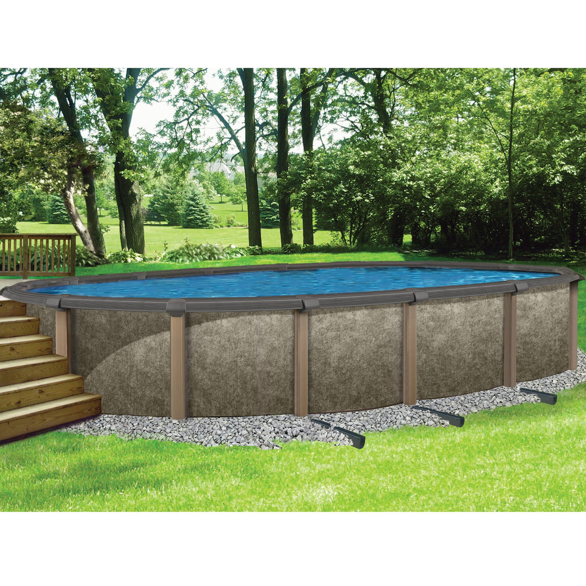 Blue Wave Riviera Oval Pool ONLY Above Ground Pool — shown in use (1)