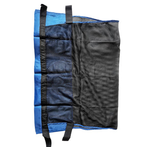 Blue Wave Noodlechair - reverse face showing the webbing straps that wrap the pool noodles