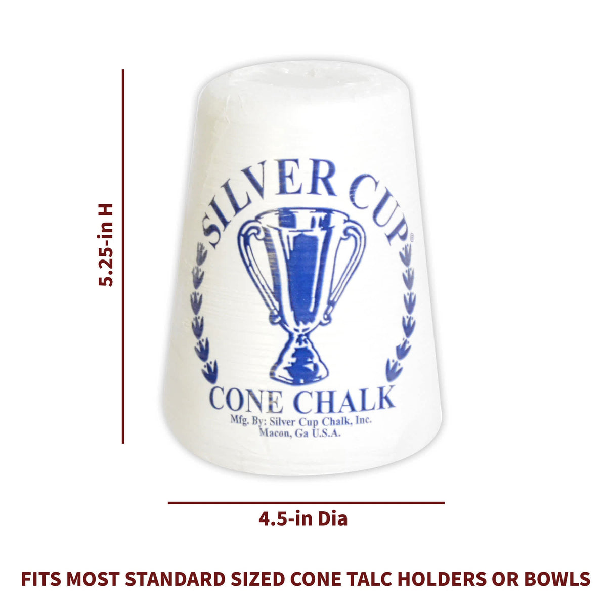 Hathaway Silver Cup Cone Talc Chalk - Each Game Room Table — dimension and specification diagram