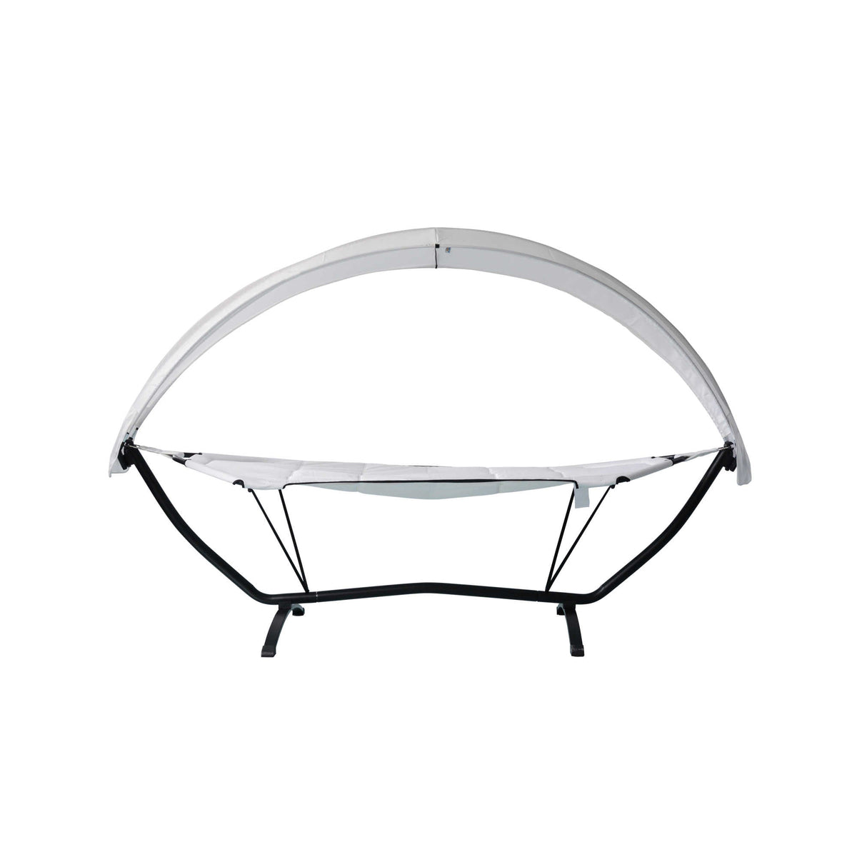 Island Retreat Sea Breeze Lounger - front elevation showing the arched canopy and steel base