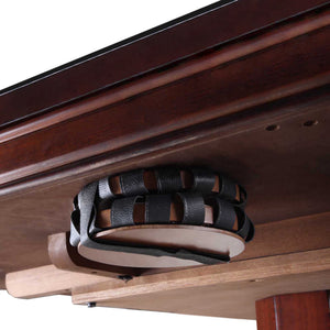 Hathaway Kingston Poker Table Set, Walnut - cue and bumper storage strap under the table top