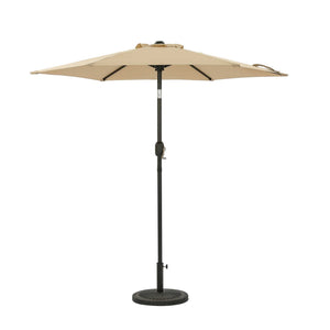 Island Umbrella Bistro 7.5-ft Hexagon Market Umbrella - Polyester Patio Furniture — Champagne / Polyester / Umbrella