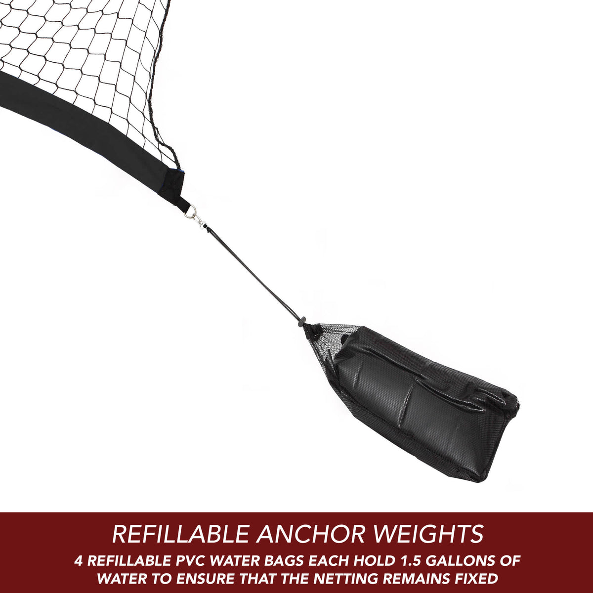Hathaway Rebounder Basketball Return - four refillable PVC anchor bags, 1.5 gallons each