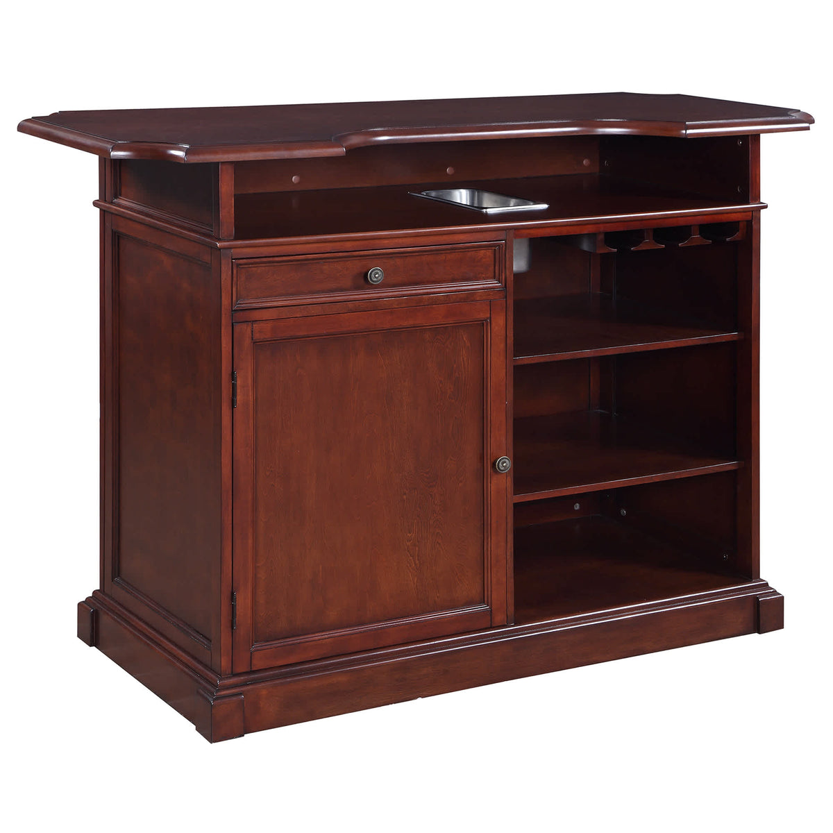 Hathaway Ridgeline 60-in Hardwood Home Bar with Storage - Mahogany Finish Game Room Table