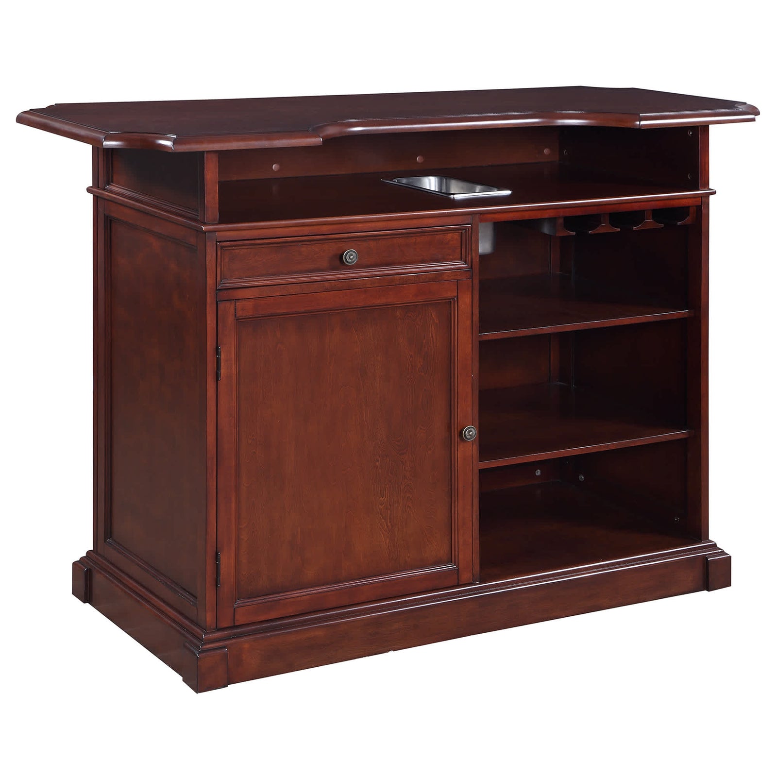 Hathaway Ridgeline 60-in Hardwood Home Bar with Storage - Mahogany Finish Game Room Table