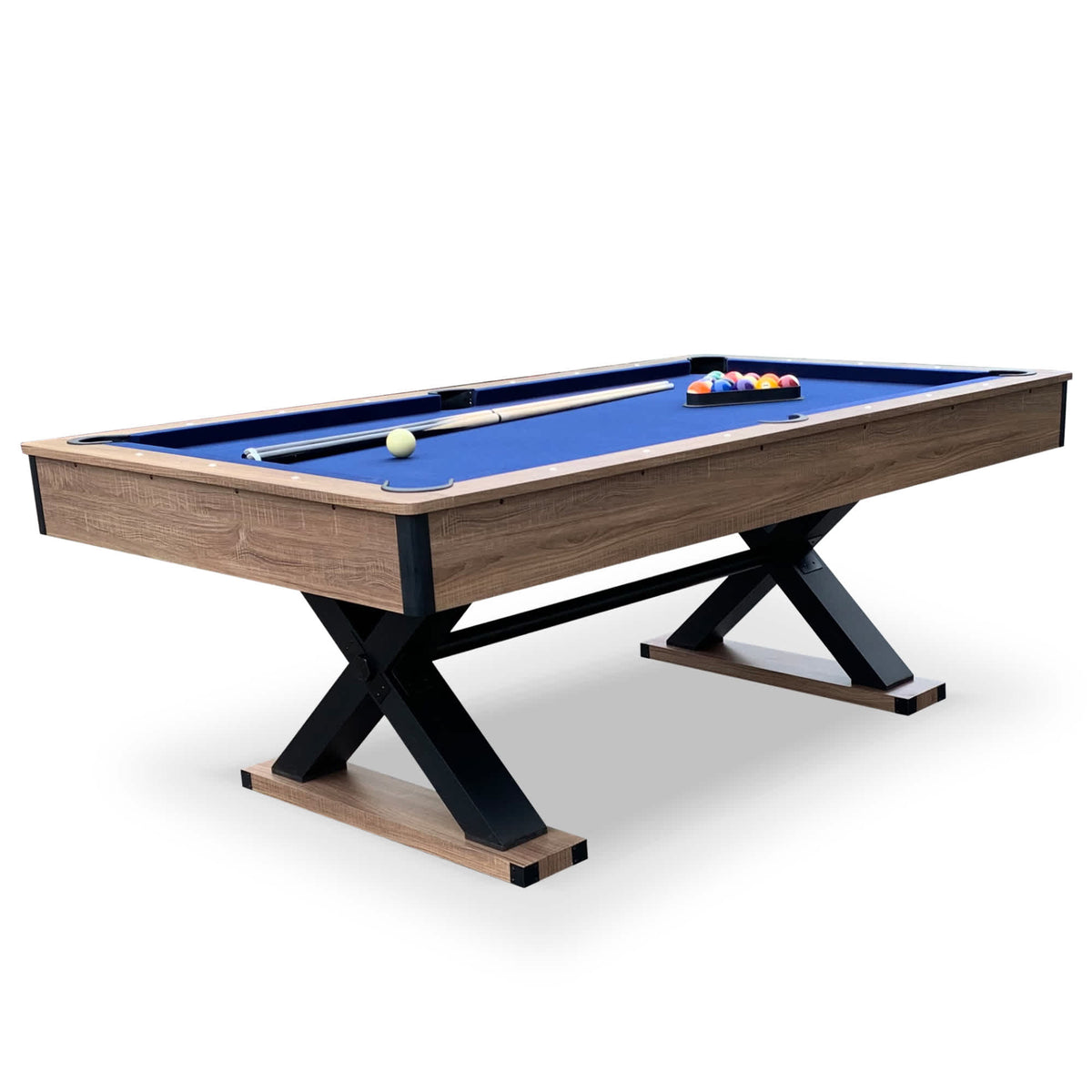 Hathaway Excalibur 7-ft Pool Table - Driftwood Finish with Blue Felt Game Room Table