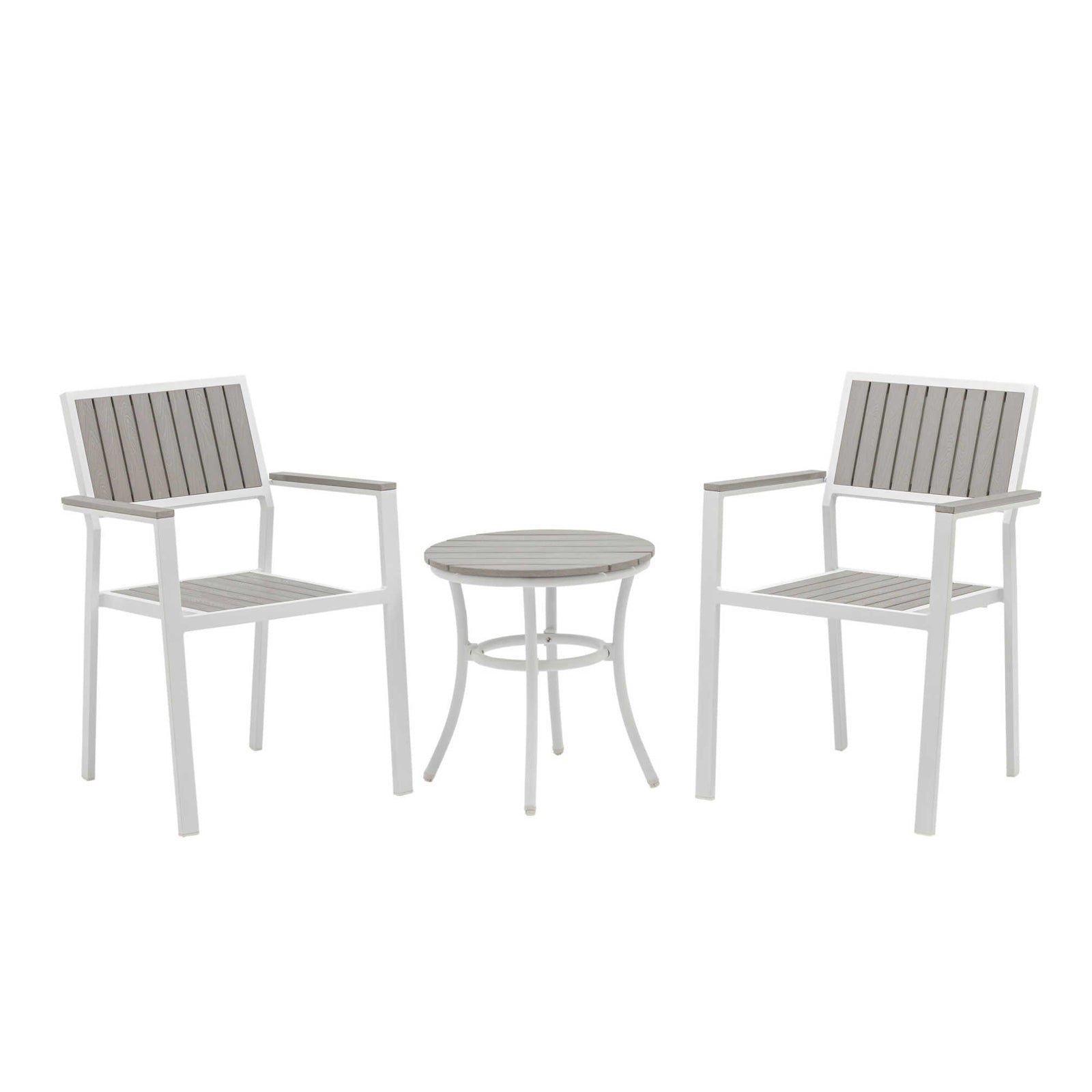 Island Retreat Ez-Care Tek-Wood 3-Piece Steel Patio Set Patio Furniture & Umbrella