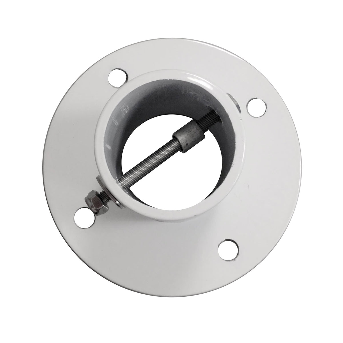 Blue Wave Large Cast Aluminum Flange - looking into the socket at the stainless clamp bolt and nut