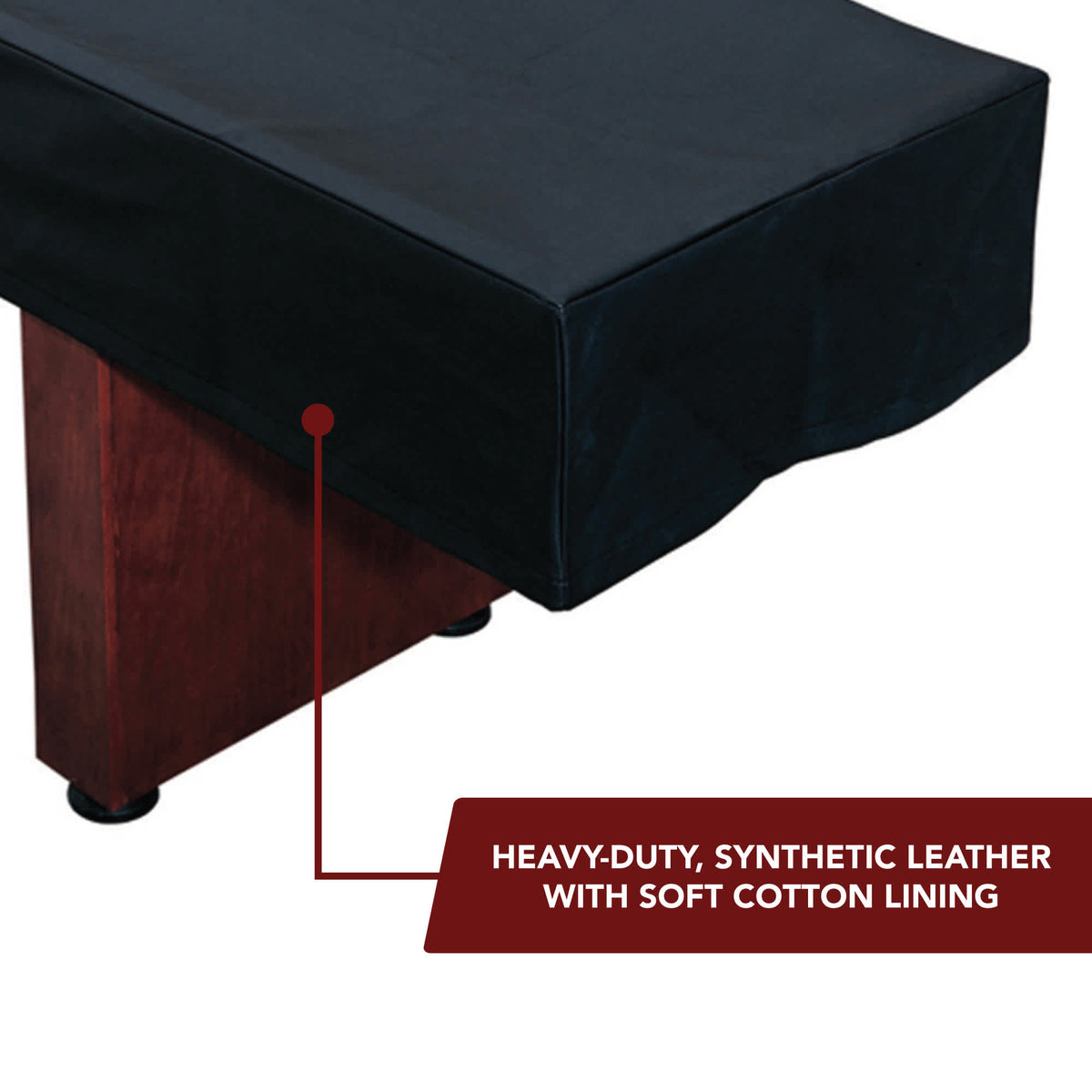Hathaway Shuffleboard Table Cover, Black - synthetic leather outer with a soft cotton lining