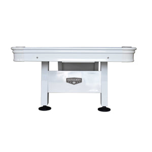 Hathaway Alpine 8-ft Outdoor Pool Table - White with Blue Felt Game Room Table — shown from the opposite side