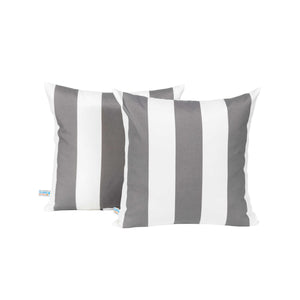 Island Retreat All-Weather Outdoor Throw Pillow - Set of 2 Patio — Slate Grey and White Stripe / Outdoor Throw Pillow