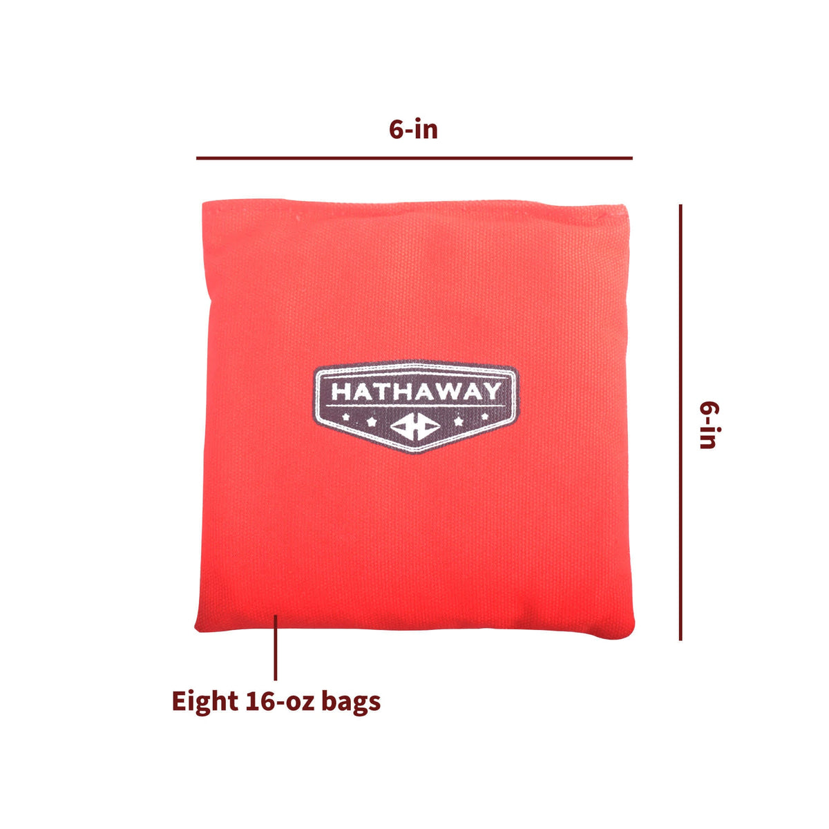 Hathaway Regulation Cornhole Bag Set - eight 16-oz bags measuring 6 x 6 in each