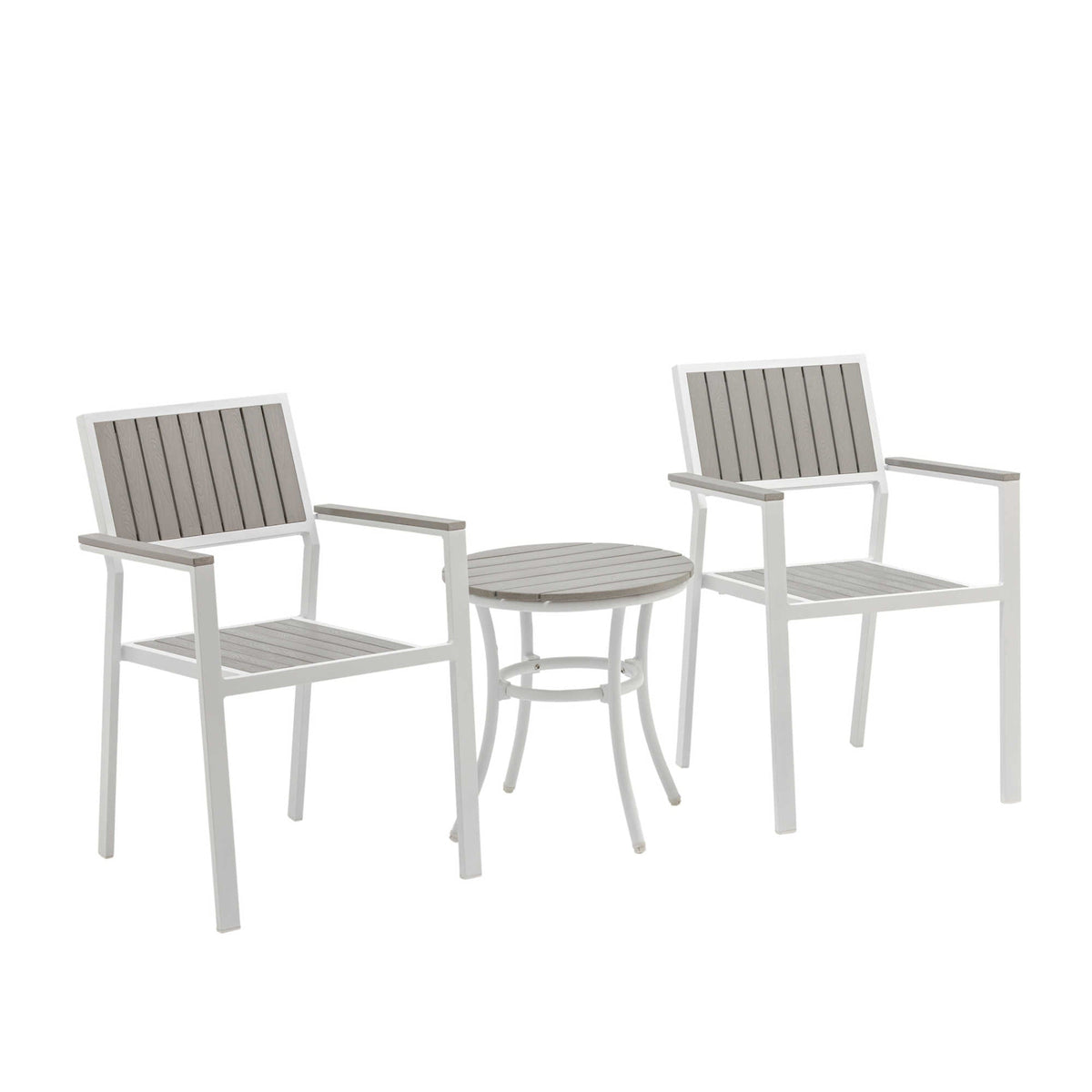 Island Retreat Tek-Wood 3-Piece Patio Set - both chairs and the round table on white