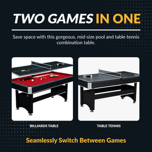 Hathaway Spartan 6-ft Pool Table - two modes: billiards table and table tennis with the top fitted