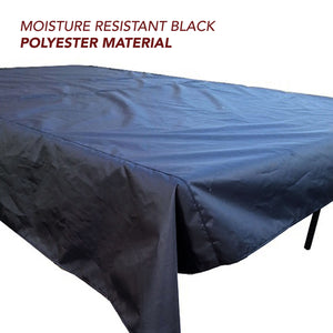 Hathaway Table Tennis Table Cover - moisture-resistant black polyester draped over the table