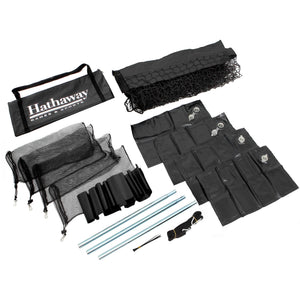 Hathaway Rebounder Basketball Return - all parts laid out: net, poles, anchor bags, straps and bag