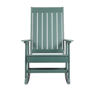 Island Retreat Ez-Care Tek-Wood Adirondack Rocker Patio Furniture & Umbrella — Hunter Green / Adirondack Rocking Chair