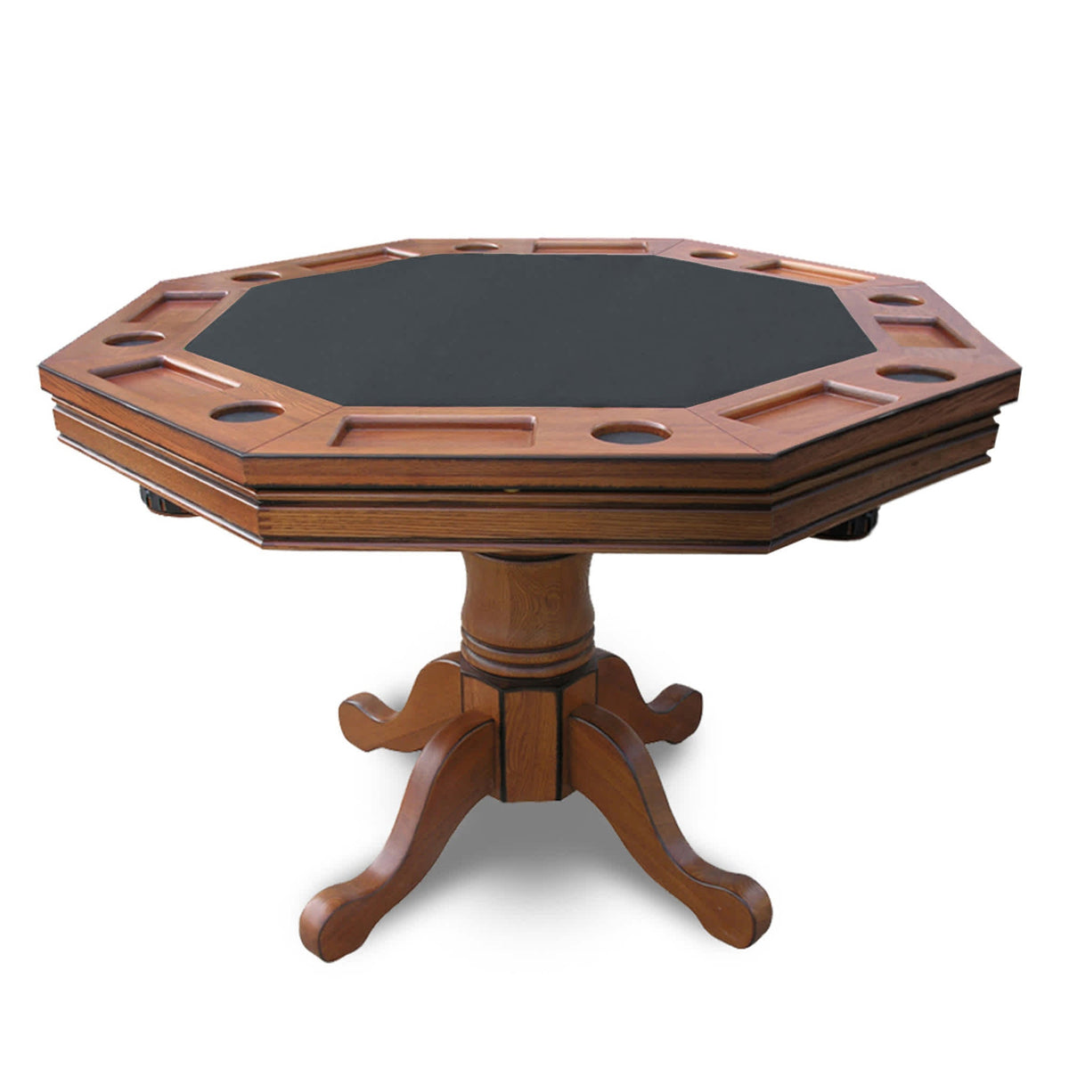 Hathaway Kingston Poker Table Set, Oak - poker top with eight cup holders and chip trays