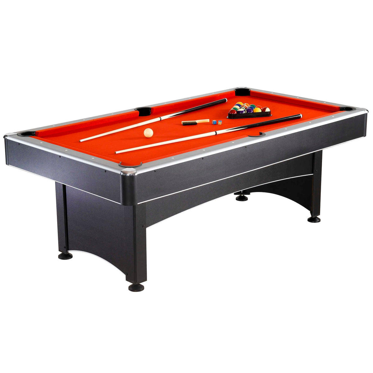 Hathaway Maverick 7-ft Pool Table with Table Tennis Top - Black with Red Felt Game Room Table — shown from the opposite side