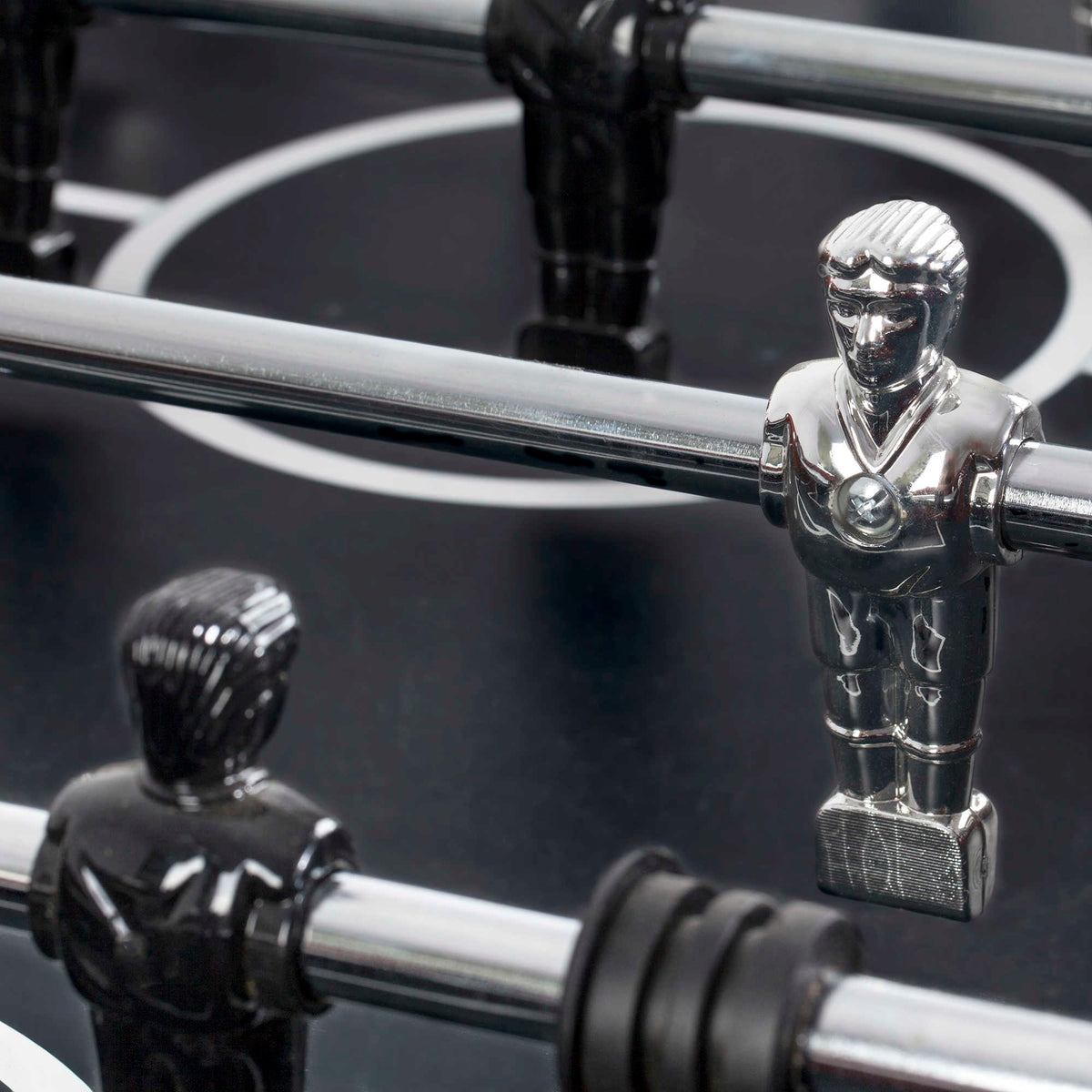 Hathaway Millennium Foosball Table - chrome and black player figures pinned on their rods