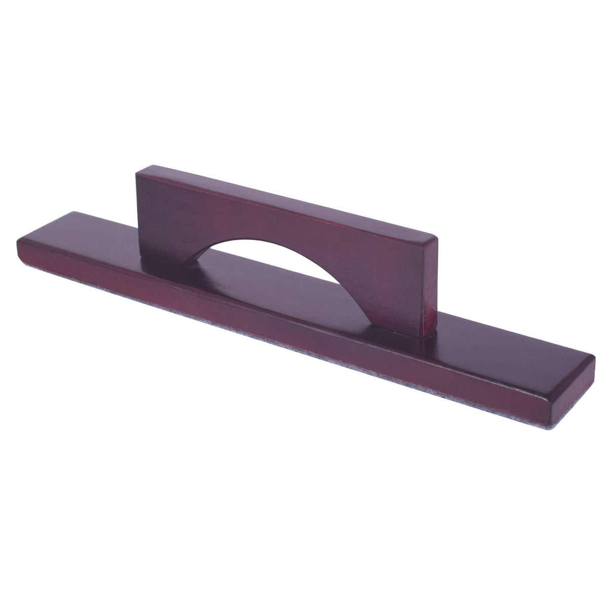 Hathaway Shuffleboard Table Brush - three-quarter view of the mahogany-finish body and handle