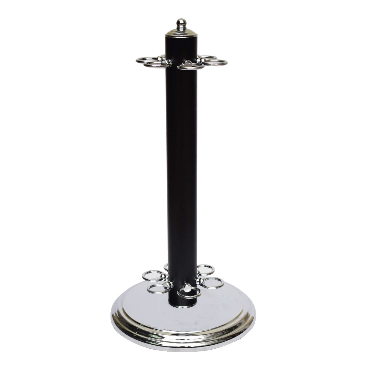 Hathaway Westmont Billiard Cue Stand - full stand on white showing post, rings and weighted base