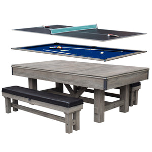 Hathaway Logan 7-ft Pool Table Combo Set with Benches Game Room Table — shown from the opposite side