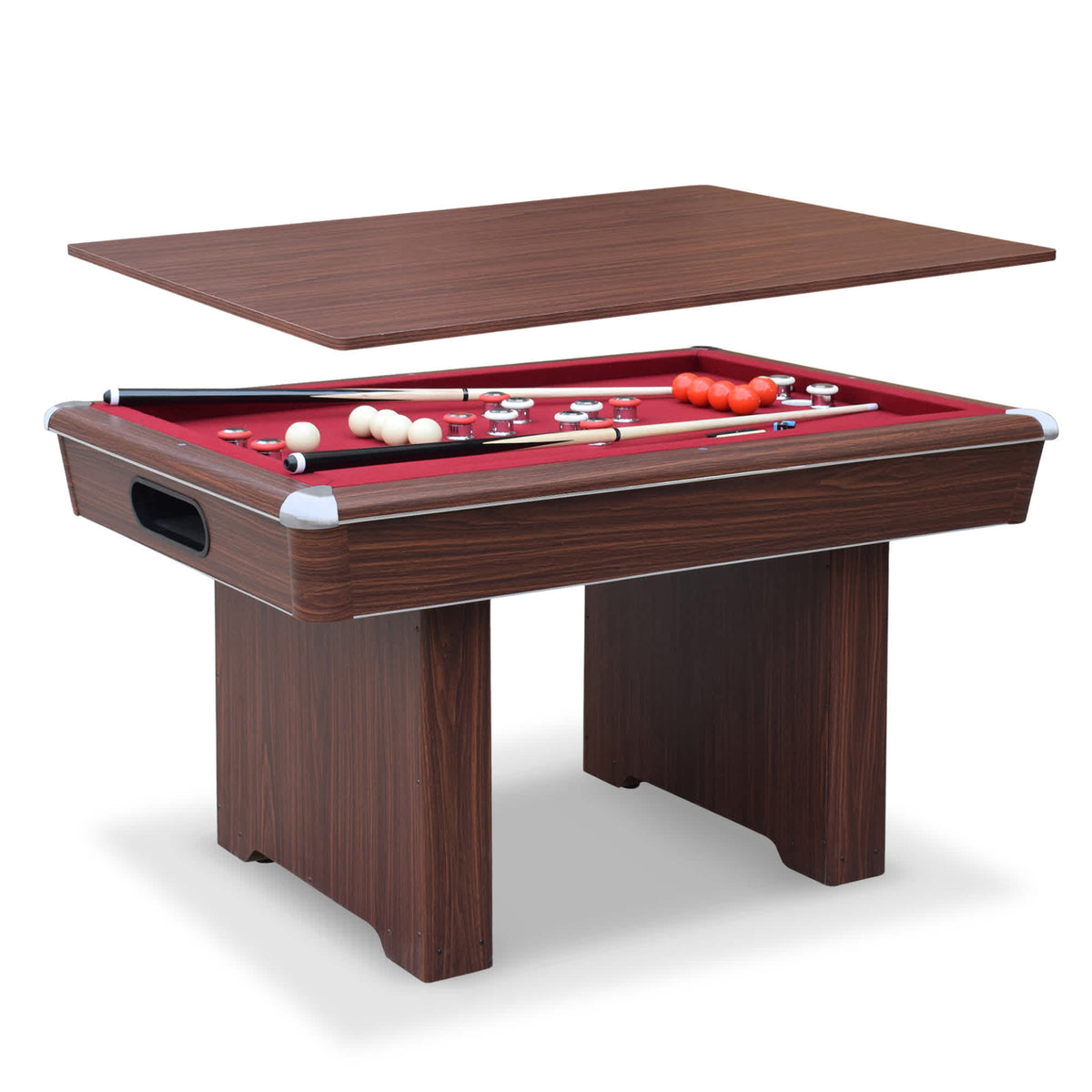 Hathaway Renegade II 54-in Bumper Pool Table - Walnut Finish with Red Felt Game Room Table
