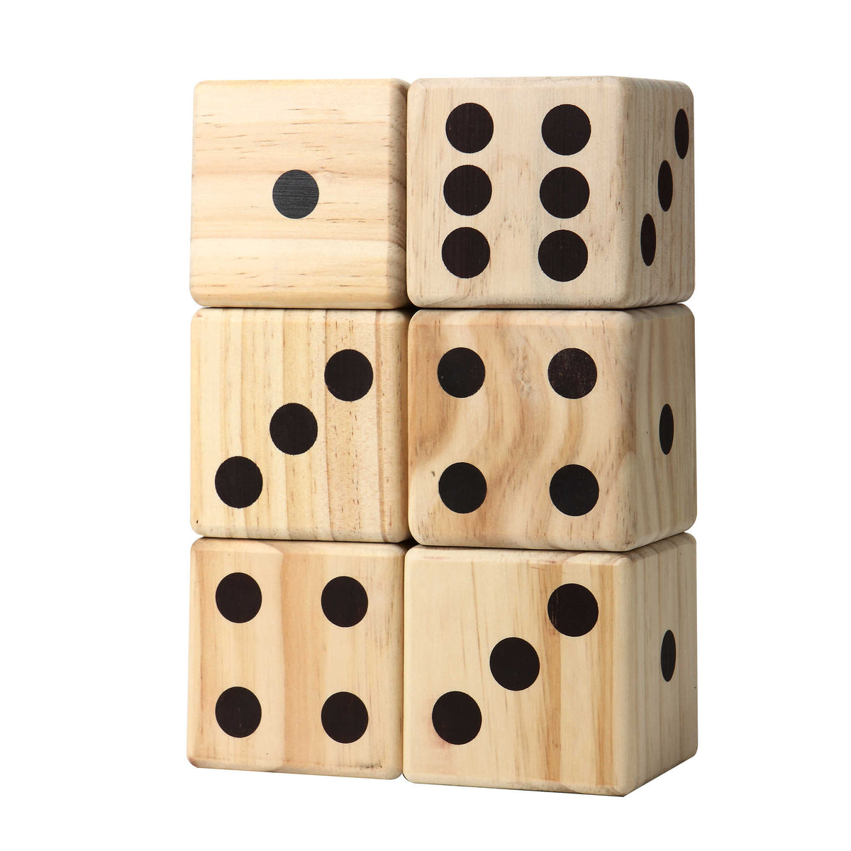Hathaway High Roller Yard Dice - dice stacked in a block showing the grain on each face