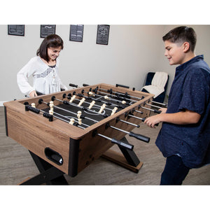 Hathaway Excalibur Foosball Table - two players at the table working the rods
