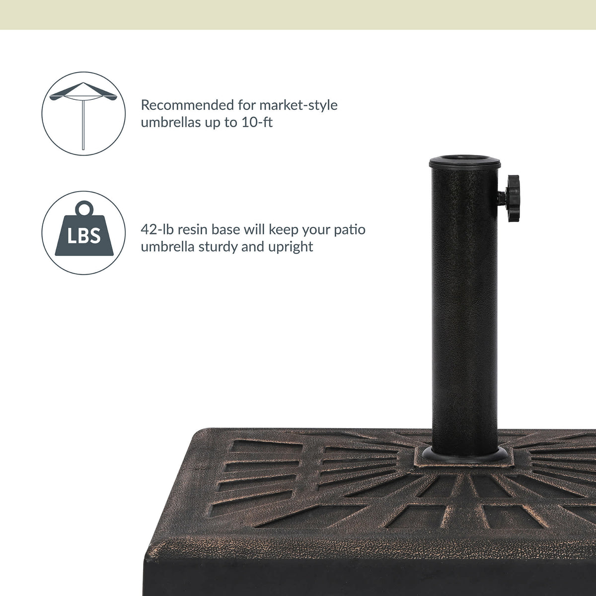 Island Umbrella 42-lb Square Base - suits market-style umbrellas up to 10 ft; 42-lb resin base