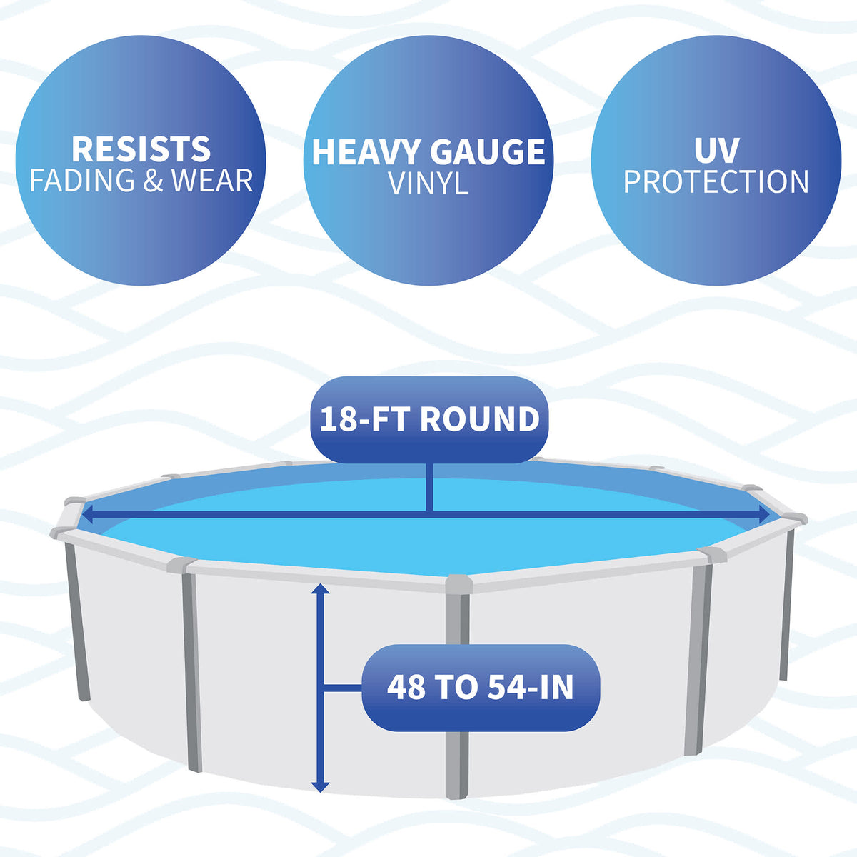 Blue Wave Canyon Heavy Gauge Overlap Liner - 48/54-in Pool Liner — dimension and specification diagram (3)