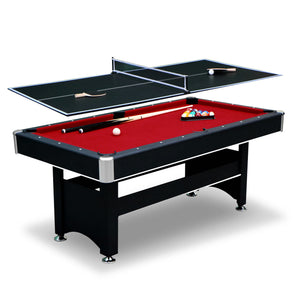 Hathaway Spartan 6-ft Pool Table with Table Tennis Top - Black with Red Felt Game Room Table