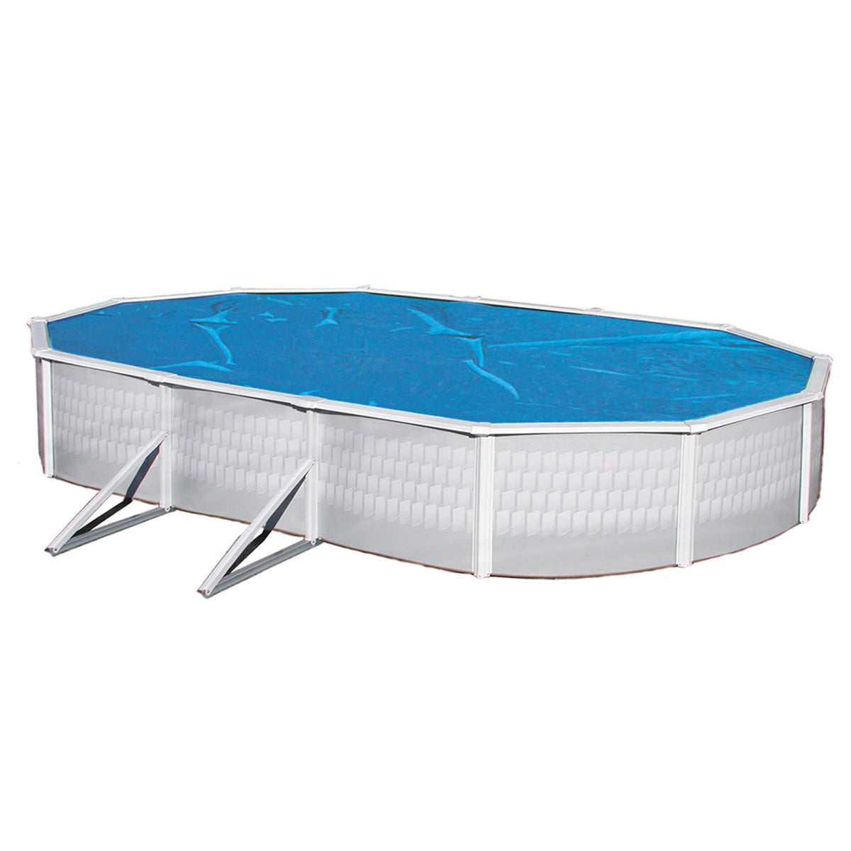 Blue Wave 8-mil Oval Solar Blanket - blanket floating on an oval above-ground pool