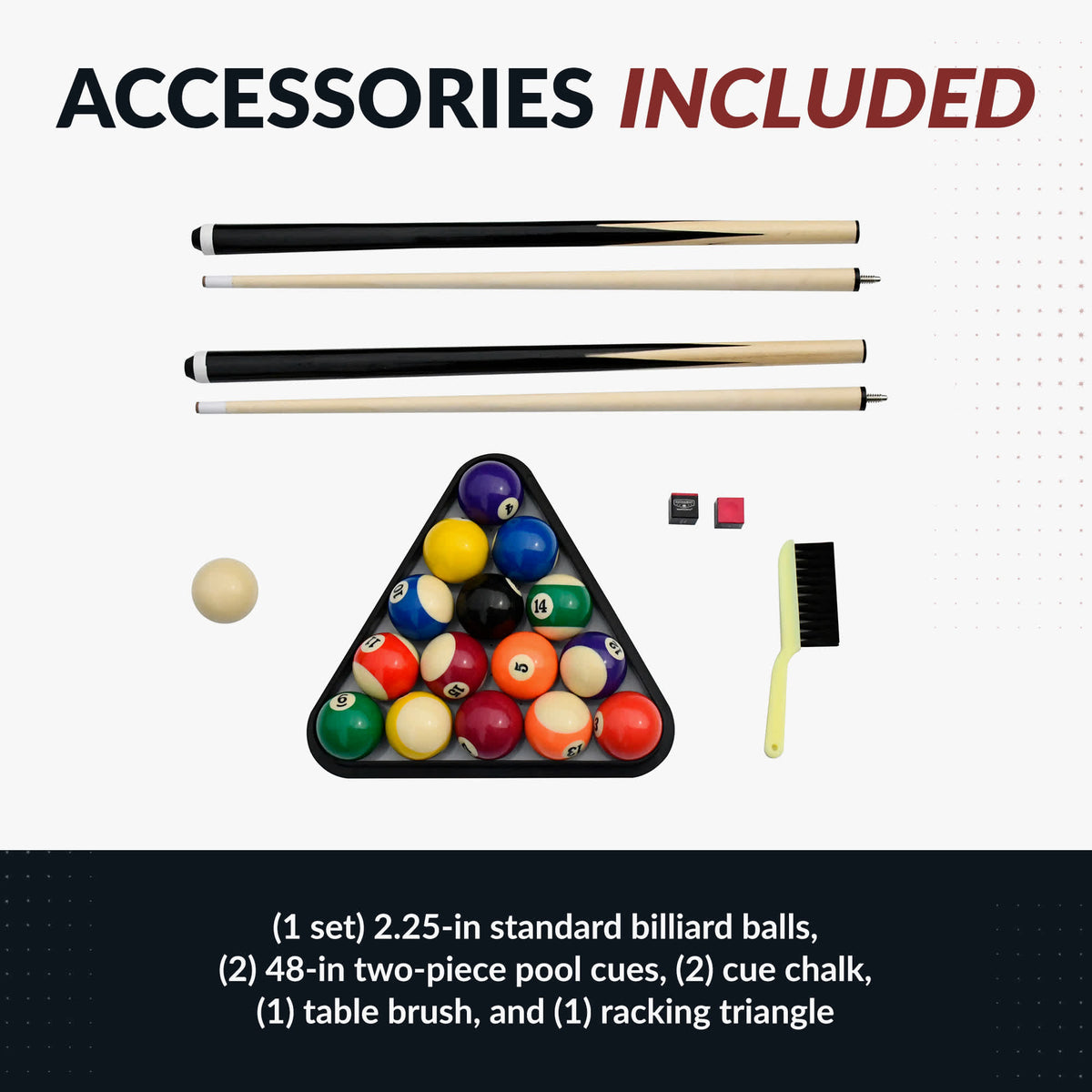 Hathaway Fairmont 6-ft Pool Table, Red - accessories: ball set, two cues, chalk, brush and triangle