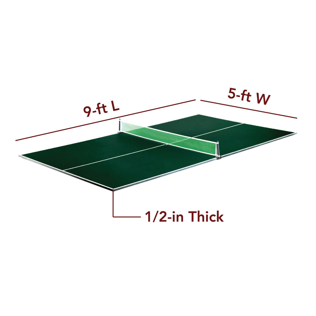 Hathaway Quick Set Table Tennis Conversion Top - 9 ft long, 5 ft wide and 1/2 in thick