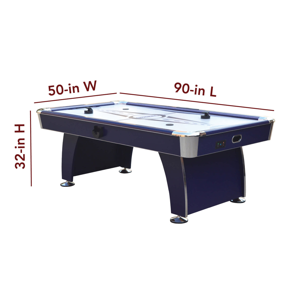 Hathaway Phantom II 90-in Air Hockey Table with LED Scoring and Lights Game Room Table — dimension and specification diagram