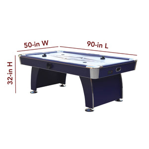 Hathaway Phantom II 90-in Air Hockey Table with LED Scoring and Lights Game Room Table — dimension and specification diagram
