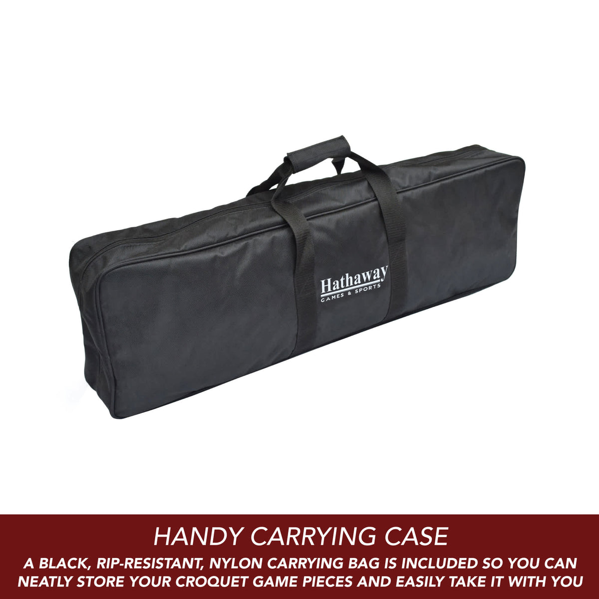 Hathaway Deluxe Croquet Set - rip-resistant nylon carrying bag supplied with the set