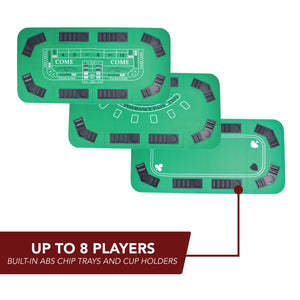 Hathaway No Limit Casino Table Top - seats up to 8 with built-in ABS chip trays and cup holders