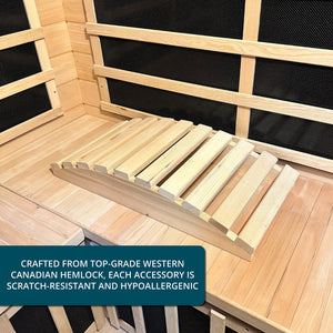 HeatWave Deluxe Sauna Accessory Kit - western Canadian hemlock foot mat laid on the bench