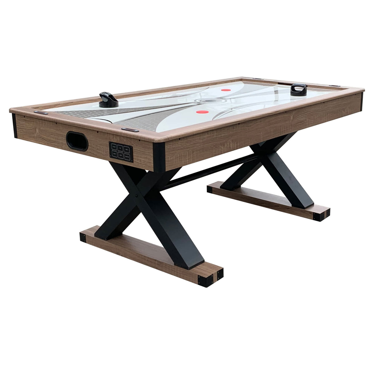 Hathaway Excalibur 6-ft Air Hockey Table with LED Scoring and Table Tennis Top Game Room Table — shown from the opposite side