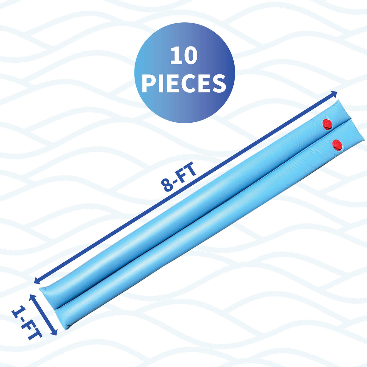 Blue Wave Double Water Tube - 8-ft option, twin chambers 1 ft across, supplied 10 to a pack