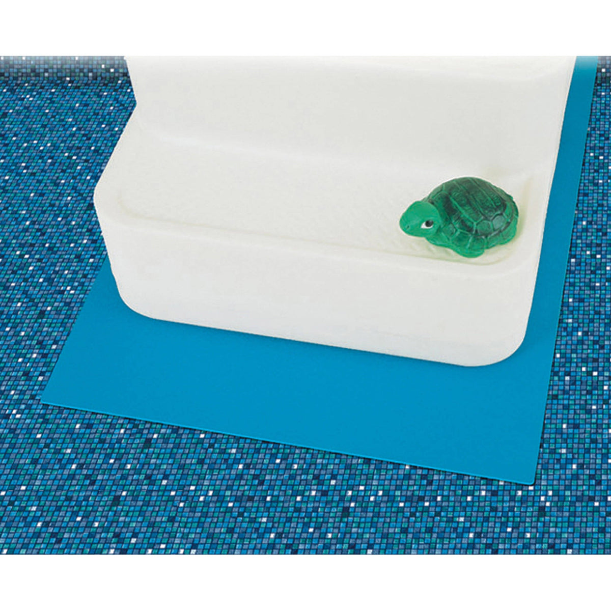 Blue Wave In-Pool Ladder/Step Liner Pad - pad laid under the corner of a moulded pool step
