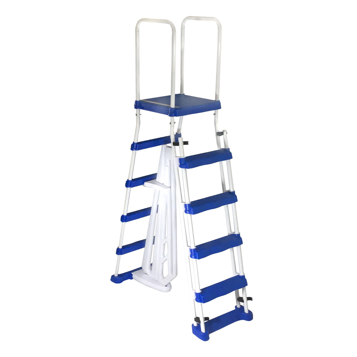 Blue Wave 52-in A-Frame Ladder w/ Safety Barrier and Removable Steps for Above Ground Pools Pool Ladder &amp; Step