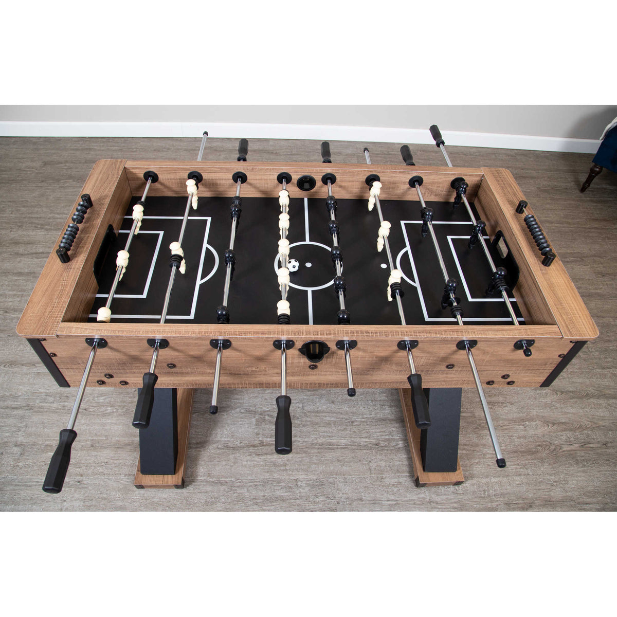 Hathaway Excalibur Foosball Table - playfield from above with the X-frame legs below